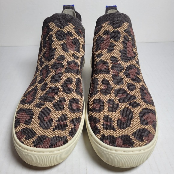 Rothy's Chelsea High Top Sneakers Wildcat Print Size 8 Animal Leopard Slip On - Picture 5 of 8